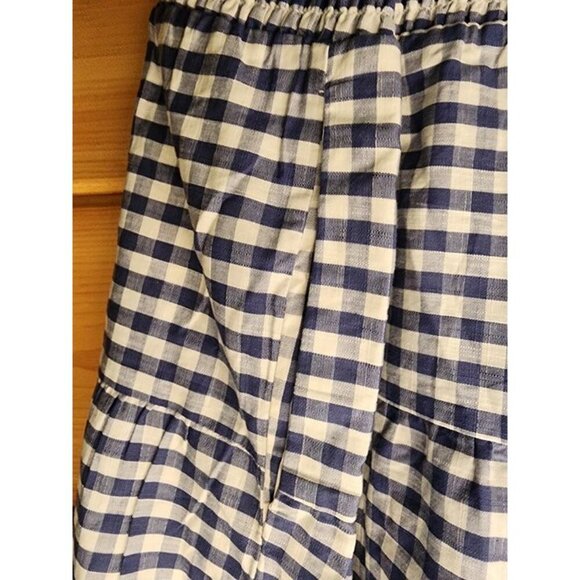 Universal Thread Blue White Check Gingham Tiered 4X Midi Long Skirt Picnic Plaid - Picture 11 of 12